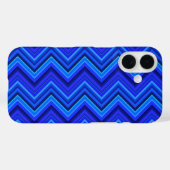 Coques Case-Mate iPhone Rayures bleues motif zigzag (Verso (horizontal))