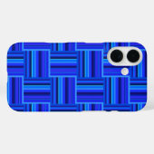 Coques Case-Mate iPhone Rayures bleues tissent un motif (Verso (horizontal))
