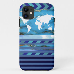 Coques Pour iPhone rayures bleues turquoise