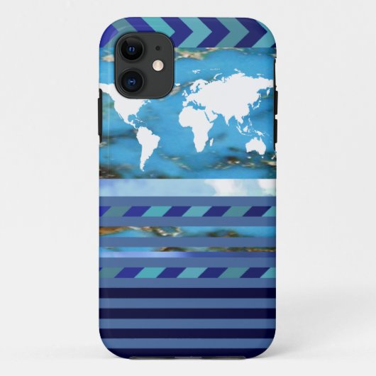 Coques Case-Mate iPhone rayures bleues turquoise (Dos)