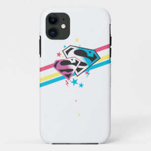Coques Pour iPhone Rayures d'arc-en-ciel de Supergirl
