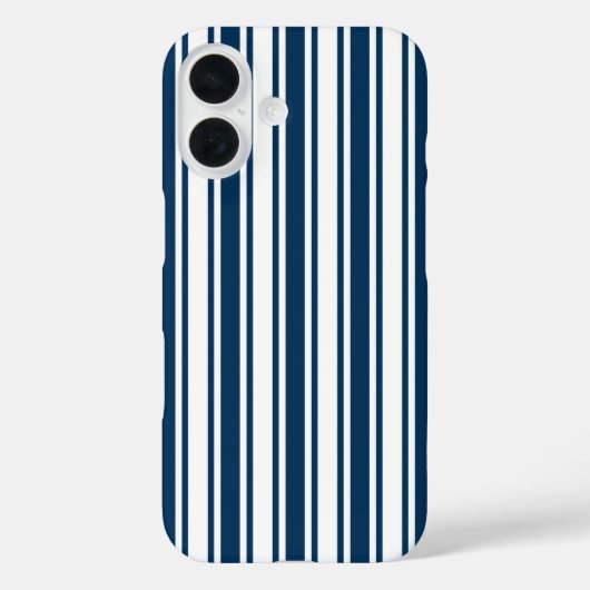 Coques Case-Mate iPhone Rayures de bonbon bleu marine et blanc (Verso)