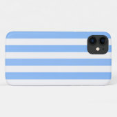 Coques Case-Mate iPhone Rayures de bonbon bleues et blanches (Dos (Horizontal))