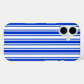Coques Case-Mate iPhone Rayures de bonbon bleues royales et blanches (Verso (horizontal))
