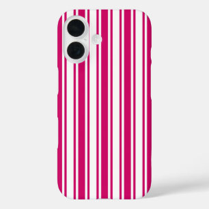 Coques iPhone 16 Rayures de bonbon cerise et blanc