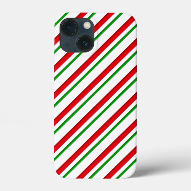 Coques Case-Mate iPhone Rayures de bonbon en rouge, vert et blanc (Verso)