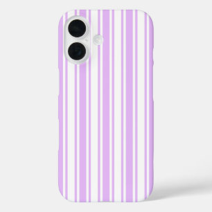 Coques iPhone 16 Rayures de bonbon lilas violet et blanc