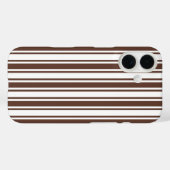 Coques Case-Mate iPhone Rayures de bonbon marron chocolat et blanc (Verso (horizontal))