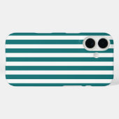 Coques Case-Mate iPhone Rayures de bonbon sarcelle et blanc (Verso (horizontal))