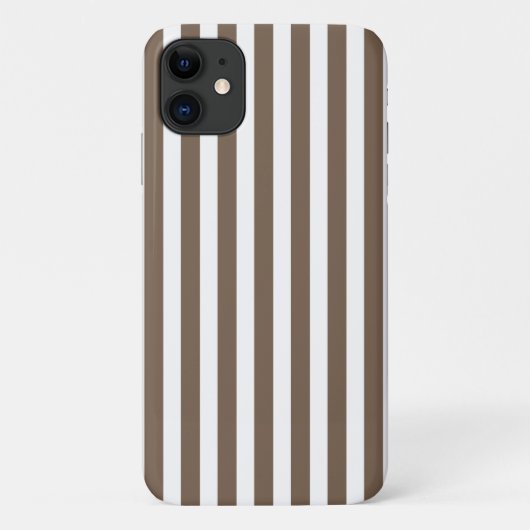 Coques Case-Mate iPhone Rayures de bonbon taupe et blanc (Dos)