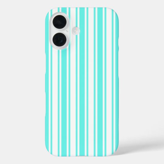 Coques Case-Mate iPhone Rayures de bonbon turquoise et blanc (Verso)