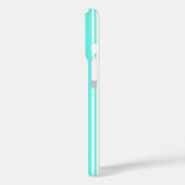Coques Case-Mate iPhone Rayures de bonbon turquoise et blanc (Verso / Gauche)