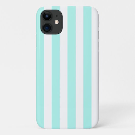 Coques Case-Mate iPhone Rayures de bonbon turquoise et blanc (Dos)