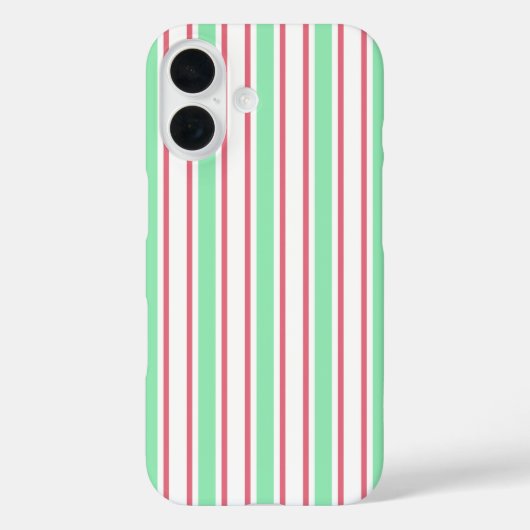 Coques Case-Mate iPhone Rayures de bonbon vert menthe, rose et blanc (Verso)