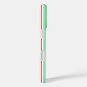 Coques Case-Mate iPhone Rayures de bonbon vert menthe, rose et blanc (Verso / Droite)