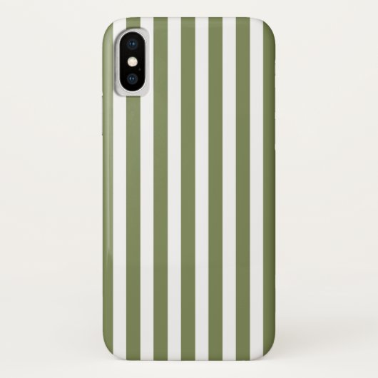 Coques Case-Mate iPhone Rayures de bonbon vert olive et blanc (Dos)