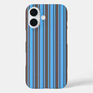 Coques iPhone 16 Rayures de bonbons marron et bleues