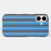 Coques Case-Mate iPhone Rayures de bonbons marron et bleues (Verso (horizontal))
