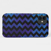 Coques Case-Mate iPhone rayures de chevron noir et bleu classe (Dos (Horizontal))