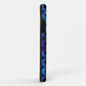 Coques Case-Mate iPhone rayures de chevron noir et bleu classe (Dos/Droite)