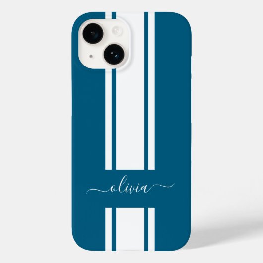Coques Case-Mate iPhone Rayures de course tendance moderne monogrammées (Verso)