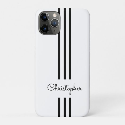 Coques Case-Mate iPhone Rayures de course tendance moderne monogrammées (Dos)