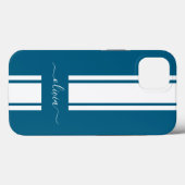 Coques Case-Mate iPhone Rayures de course tendance moderne monogrammées  (Verso (horizontal))