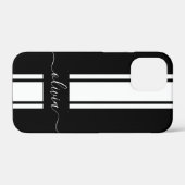 Coques Case-Mate iPhone Rayures de course tendance moderne monogrammées (Verso (horizontal))