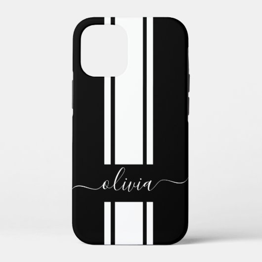 Coques Case-Mate iPhone Rayures de course tendance moderne monogrammées (Verso)