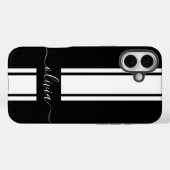 Coques Case-Mate iPhone Rayures de course tendance moderne monogrammées (Verso (horizontal))