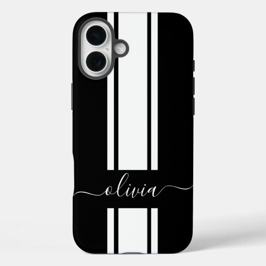 Coques Case-Mate iPhone Rayures de course tendance moderne monogrammées (Verso)