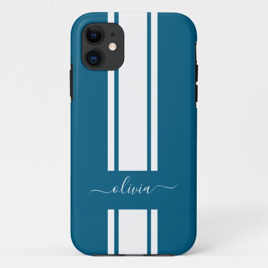 Coques Case-Mate iPhone Rayures de course tendance moderne monogrammées (Dos)
