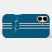 Coques Case-Mate iPhone Rayures de course tendance moderne monogrammées (Verso (horizontal))