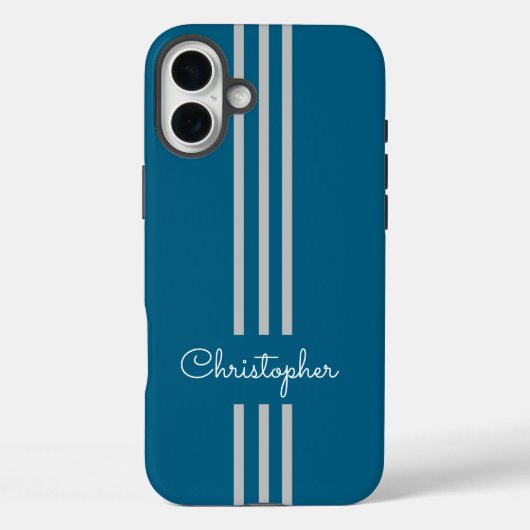 Coques Case-Mate iPhone Rayures de course tendance moderne monogrammées (Verso)
