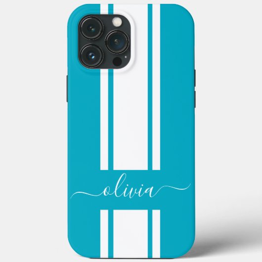 Coques Case-Mate iPhone Rayures de course tendance moderne monogrammées (Verso)