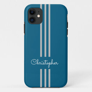 Case-Mate iPhone Case Rayures de course tendance moderne monogrammées 