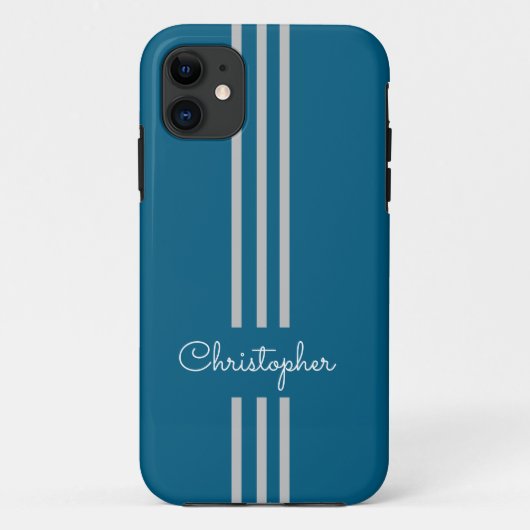 Coques Case-Mate iPhone Rayures de course tendance moderne monogrammées (Dos)