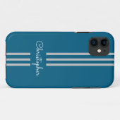 Coques Case-Mate iPhone Rayures de course tendance moderne monogrammées (Dos (Horizontal))