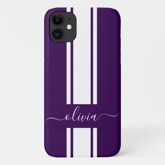 Coques Case-Mate iPhone Rayures de course tendance moderne monogrammées (Dos)