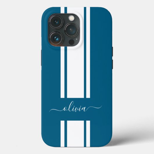 Coques Case-Mate iPhone Rayures de course tendance moderne monogrammées (Verso)