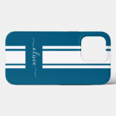 Coques Case-Mate iPhone Rayures de course tendance moderne monogrammées (Verso (horizontal))