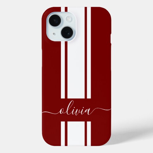 Coques Case-Mate iPhone Rayures de course tendance moderne monogrammées (Verso)