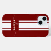 Coques Case-Mate iPhone Rayures de course tendance moderne monogrammées (Verso (horizontal))