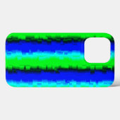 Coques Case-Mate iPhone Rayures de verre brisé bleu vert (Verso (horizontal))