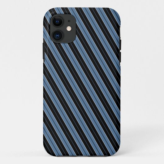Coques Case-Mate iPhone Rayures diagonales bleues noires et blanches (Dos)
