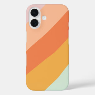Coques iPhone 16 Rayures diagonales colorées rétro bonbons pastel