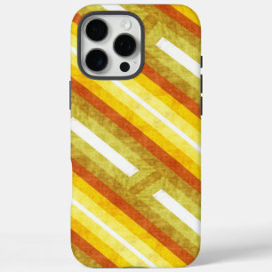 Coques iPhone 16 Pro Max Rayures diagonales rétro en jaune et orange