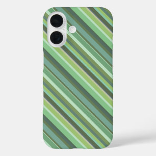Coques iPhone 16 Rayures diagonales vert olive