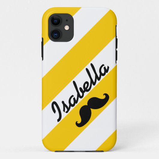 COQUES Case-Mate iPhone RAYURES DRÔLES DE JAUNE DE MOUSTACHE (Dos)