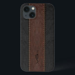 Coques Pour iPhone Rayures En Cuir Brown Et Noir<br><div class="desc">Image de la texture en cuir noir et marron vieilli avec des rayures cousues aux accents beiges. monogramme personnalisé et optionnel. Design masculin élégant. Le design est disponible sur le produit sélectionné mais peut être demandé par e-mail.</div>